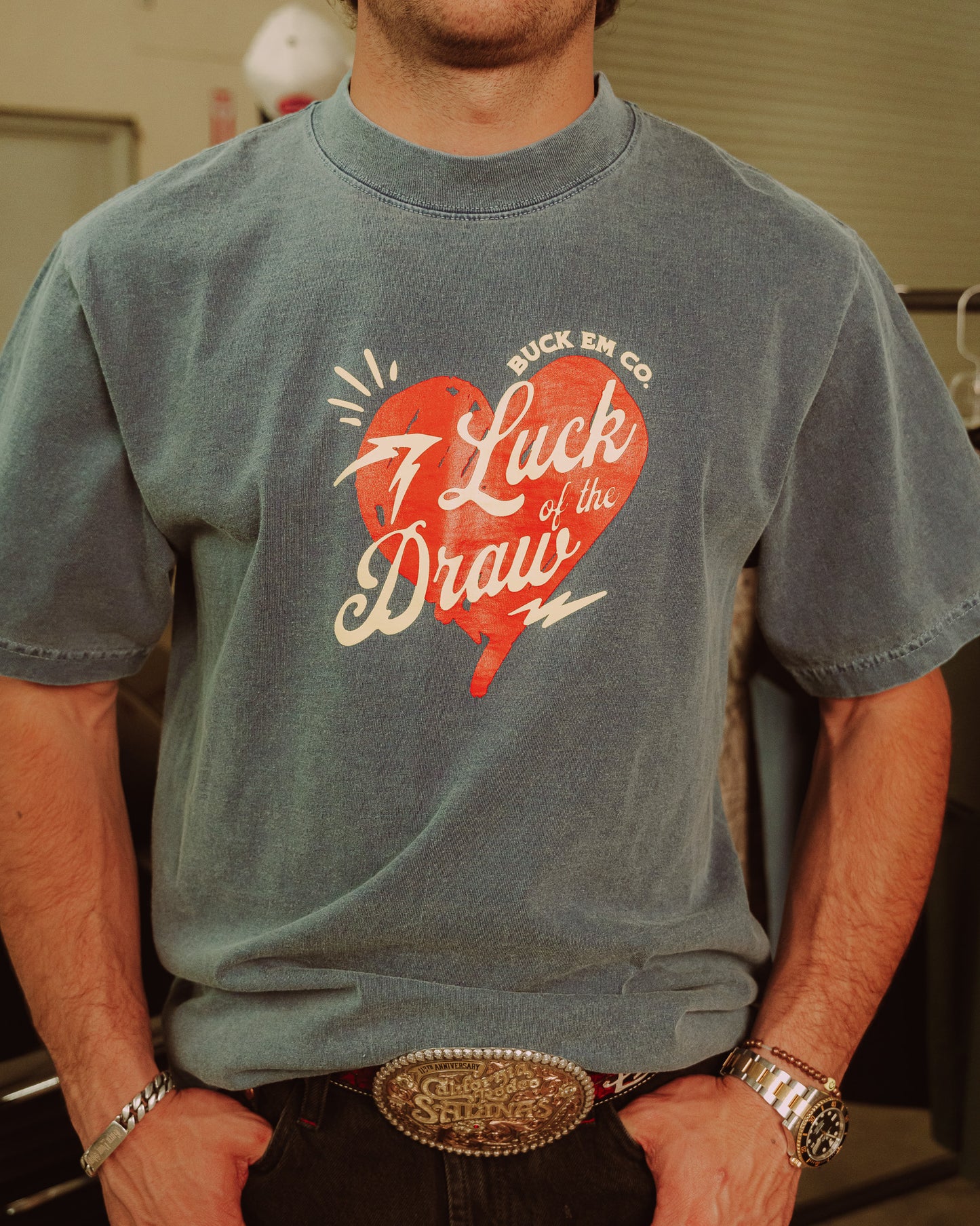 Luck of the Draw - Washed Denim Colored Tee