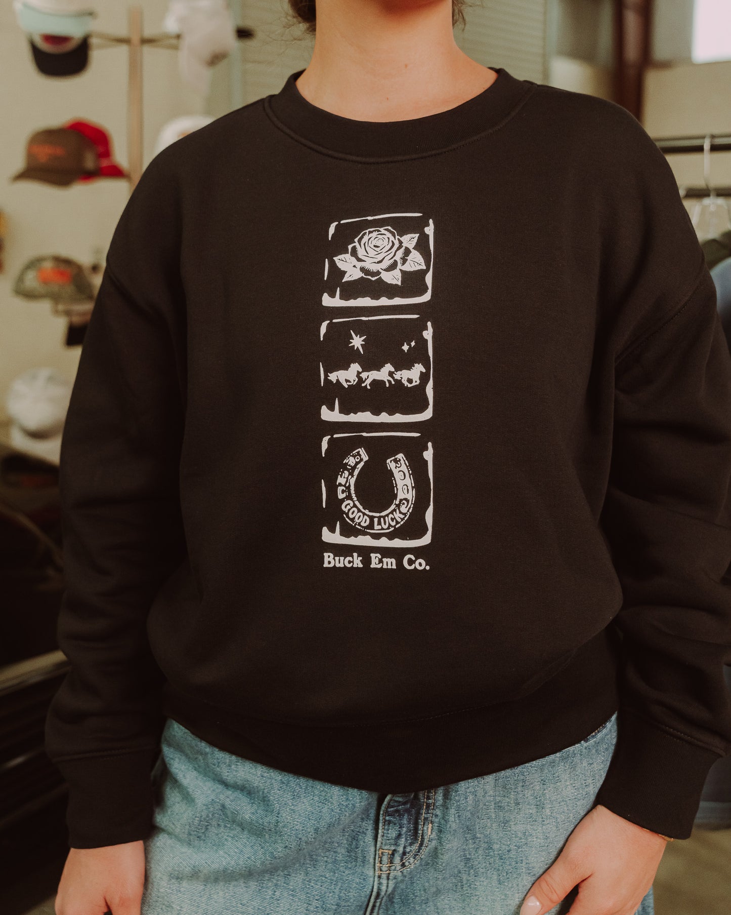 Lucky You - Women's Navy Crewneck
