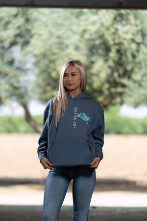 BUCK EM BRONC (BLUE HOODIE)