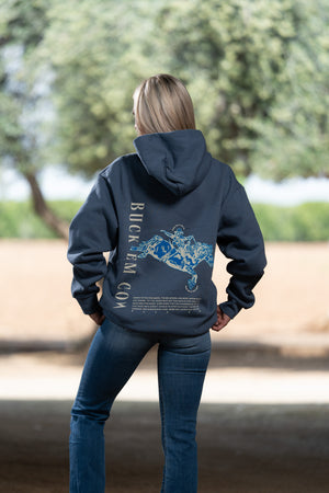 BUCK EM BRONC (BLUE HOODIE)