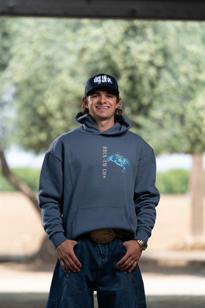 BUCK EM BRONC (BLUE HOODIE)