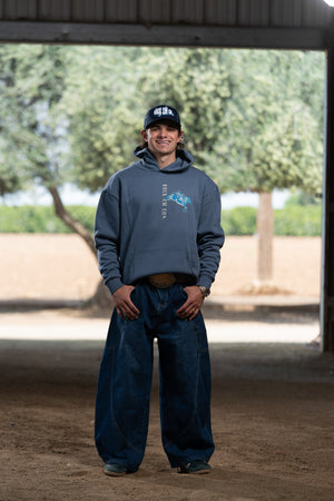 BUCK EM BRONC (BLUE HOODIE)