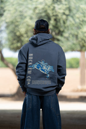 BUCK EM BRONC (BLUE HOODIE)