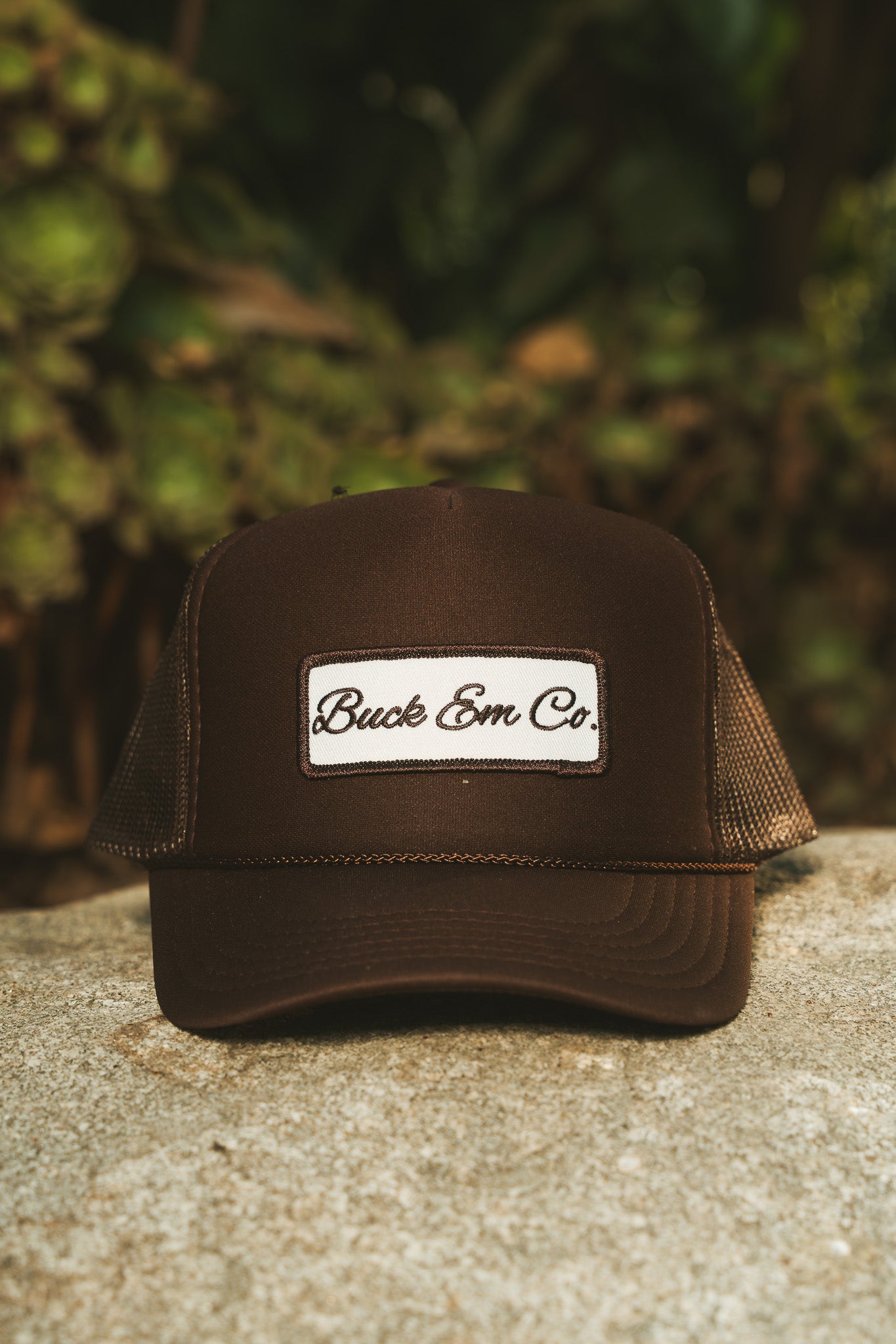 Buck Em Script (Brown Foam Cap)