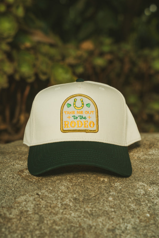 Take Me Out To The Rodeo (Green/Natural Trucker Cap)