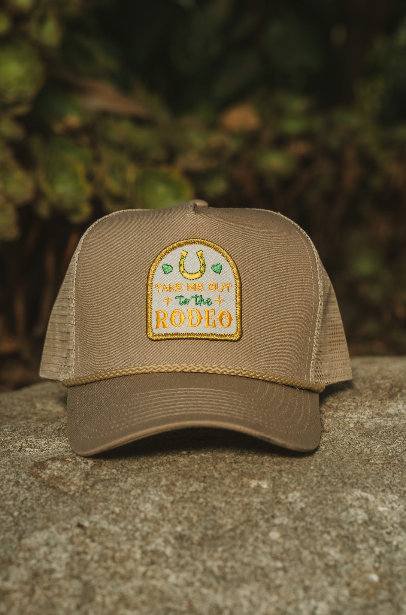 Take Me Out To The Rodeo (Khaki Trucker Cap)