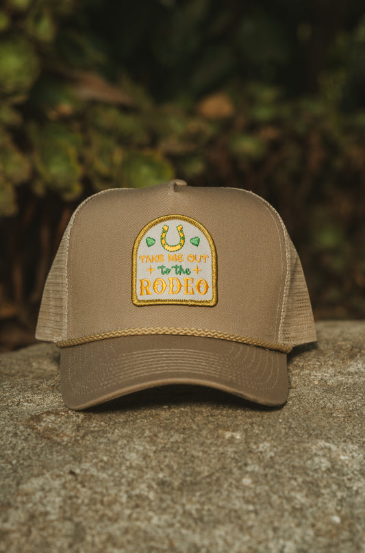 Take Me Out To The Rodeo (Khaki Trucker Cap)