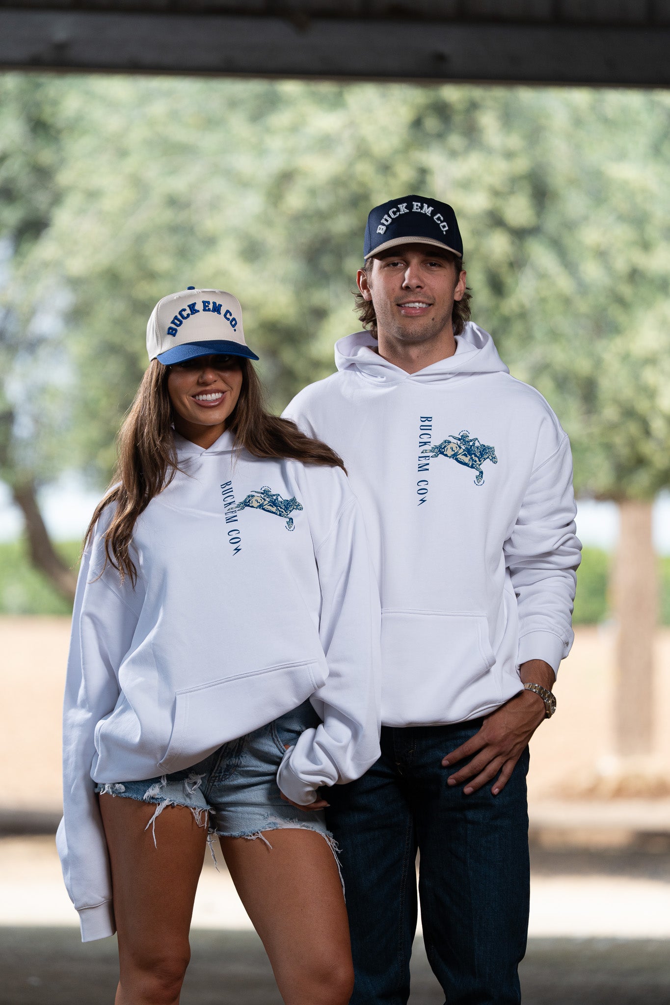 BUCK EM BRONC (WHITE HOODIE)