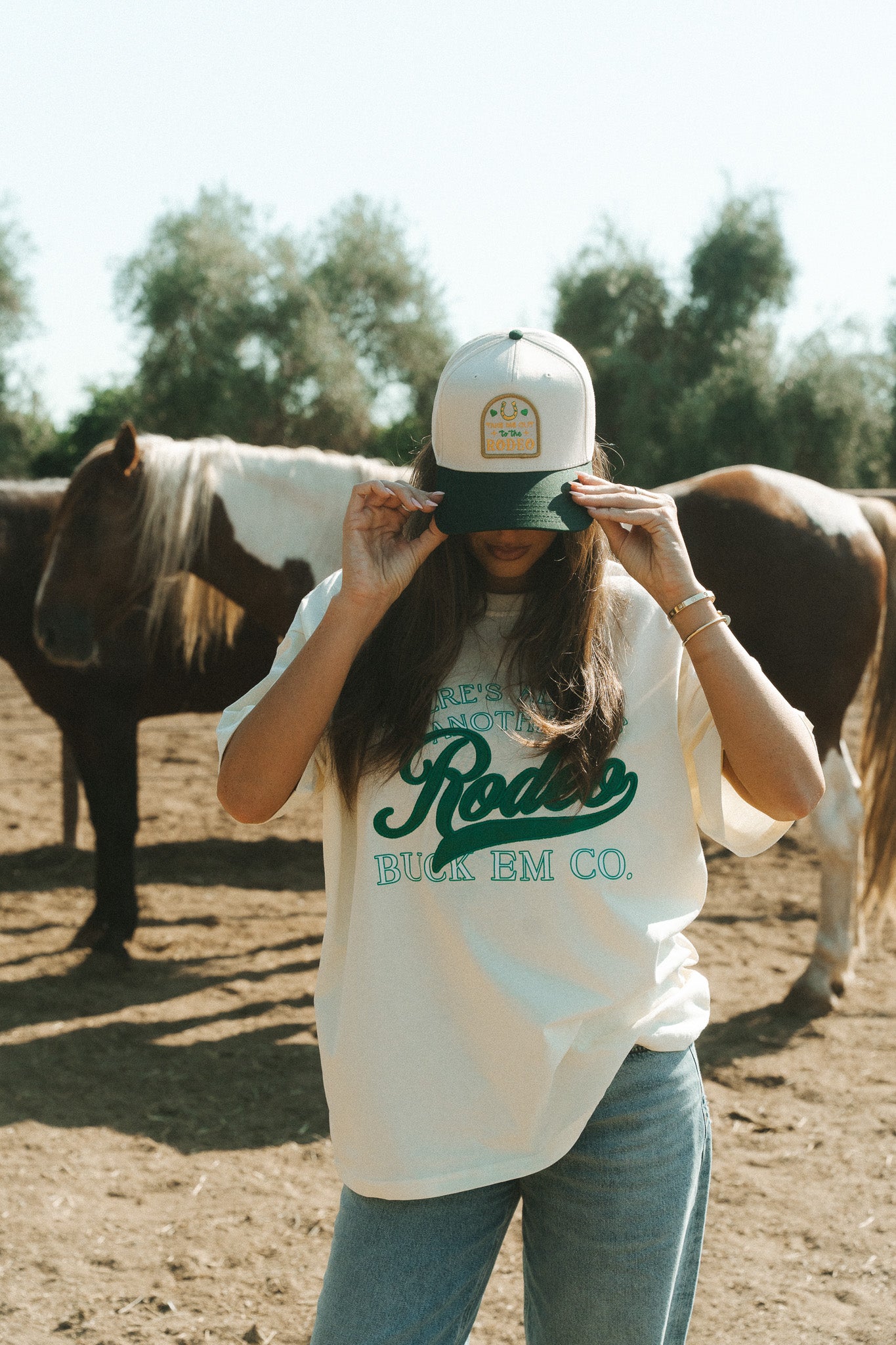 Take Me Out To The Rodeo (Green/Natural Trucker Cap)