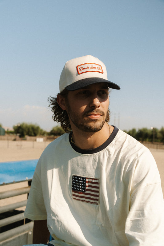 Buck Em Script (Navy/Natural Cap)