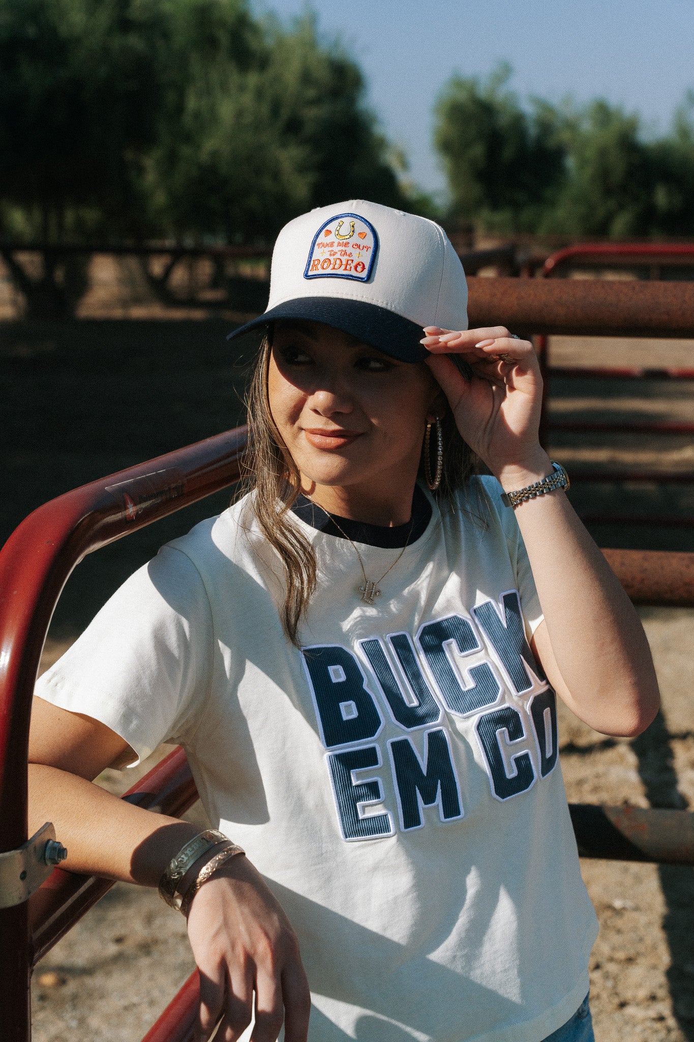 Take Me Out To The Rodeo (Navy/Natural Trucker Cap)