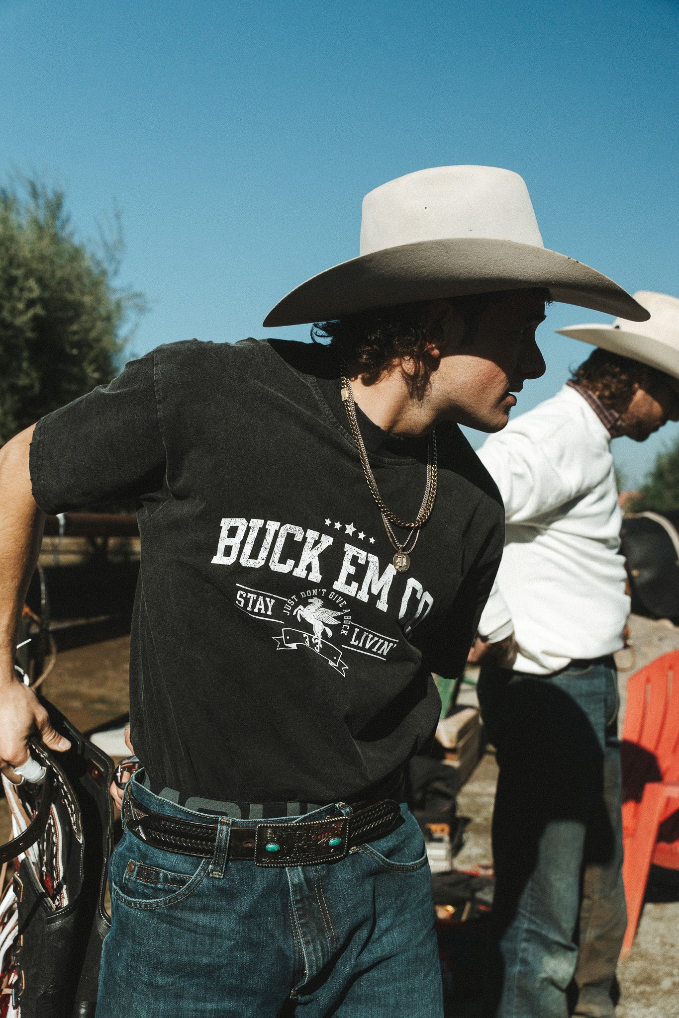 Buck Em Varsity Tee - Faded Black