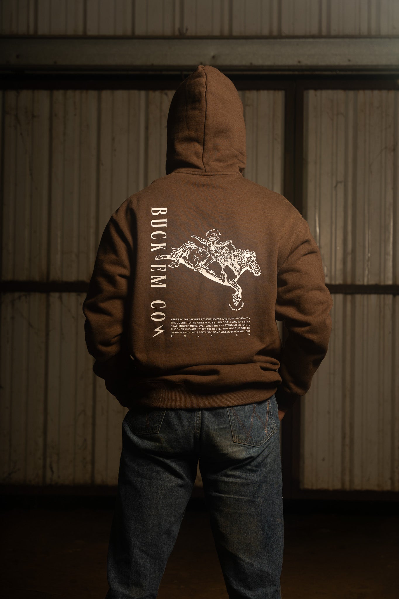 Buck Em Bronc (Brown Hoodie - Recommend Sizing Up)