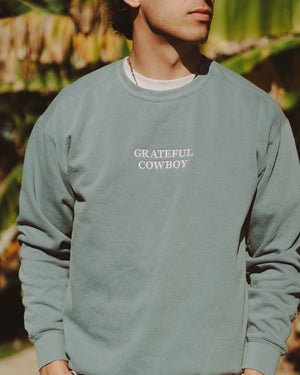 GRATEFUL COWBOY (Embroidered - Faded Blue Crew)