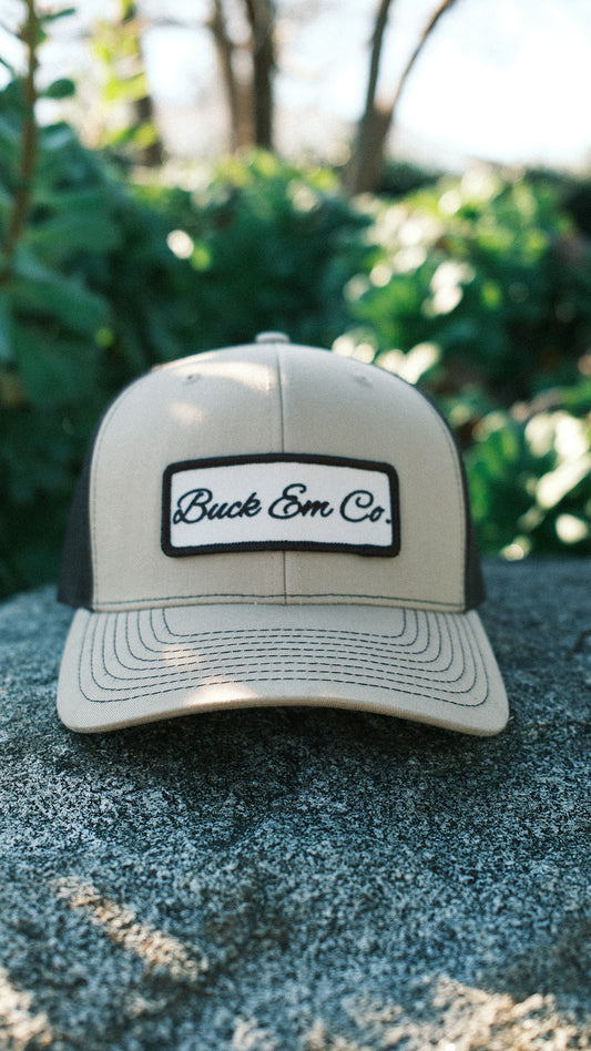 Buck Em Script (Khaki/Brown Classic Trucker Cap)
