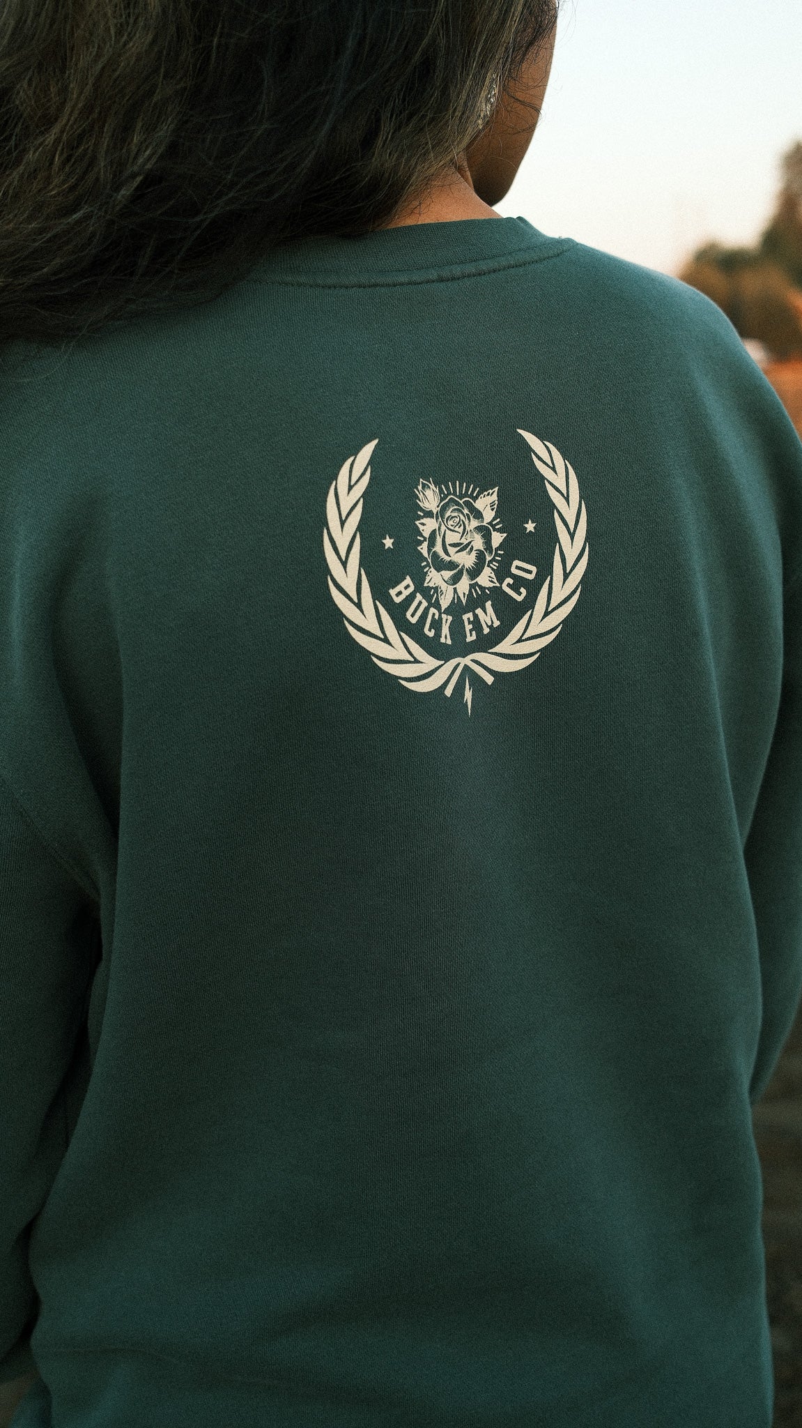 Buck Em Varsity (Faded Black Crewneck)