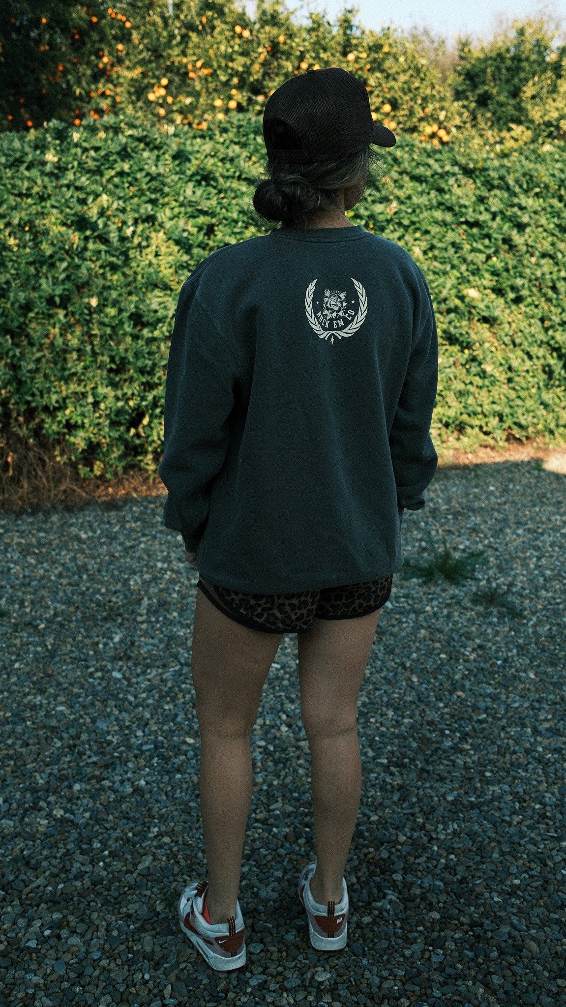 Buck Em Varsity (Faded Black Crewneck)