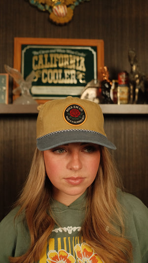 Denim/Khaki Rose Patch Cap