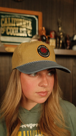 Denim/Khaki Rose Patch Cap
