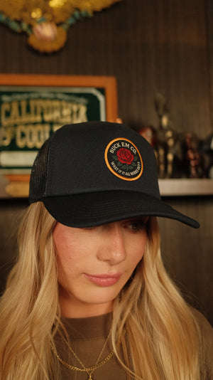 Navy Rose Patch Foam Cap