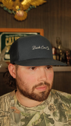 Navy Script Flat Brim Cap