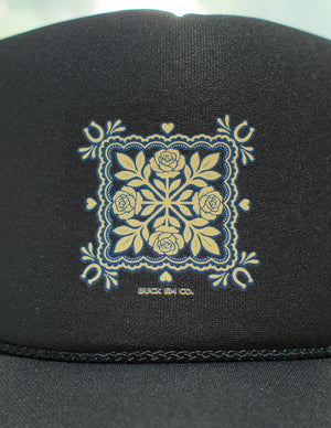 Navy Quilt Foam Cap