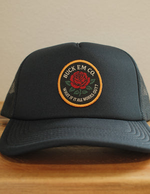 Navy Rose Patch Foam Cap