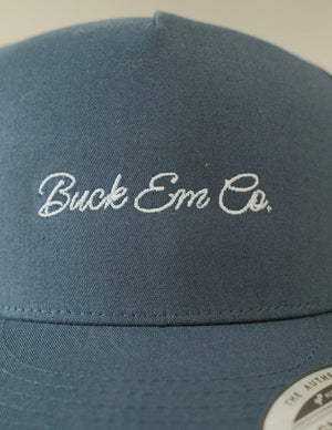Navy Script Flat Brim Cap