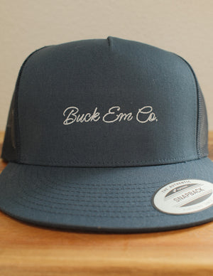 Navy Script Flat Brim Cap