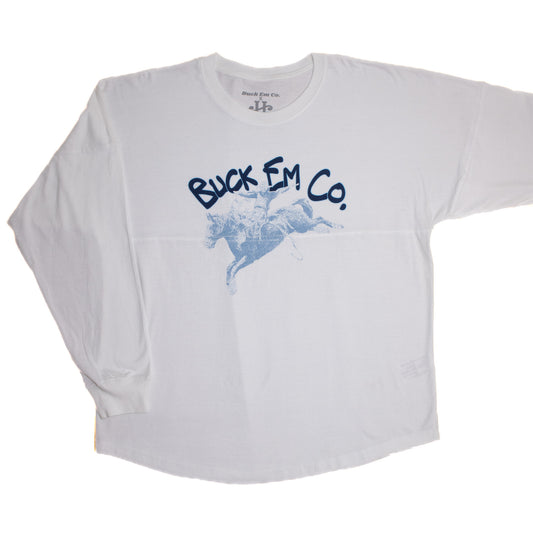 BUCK EM POEM - Oversized Long Sleeve (White)