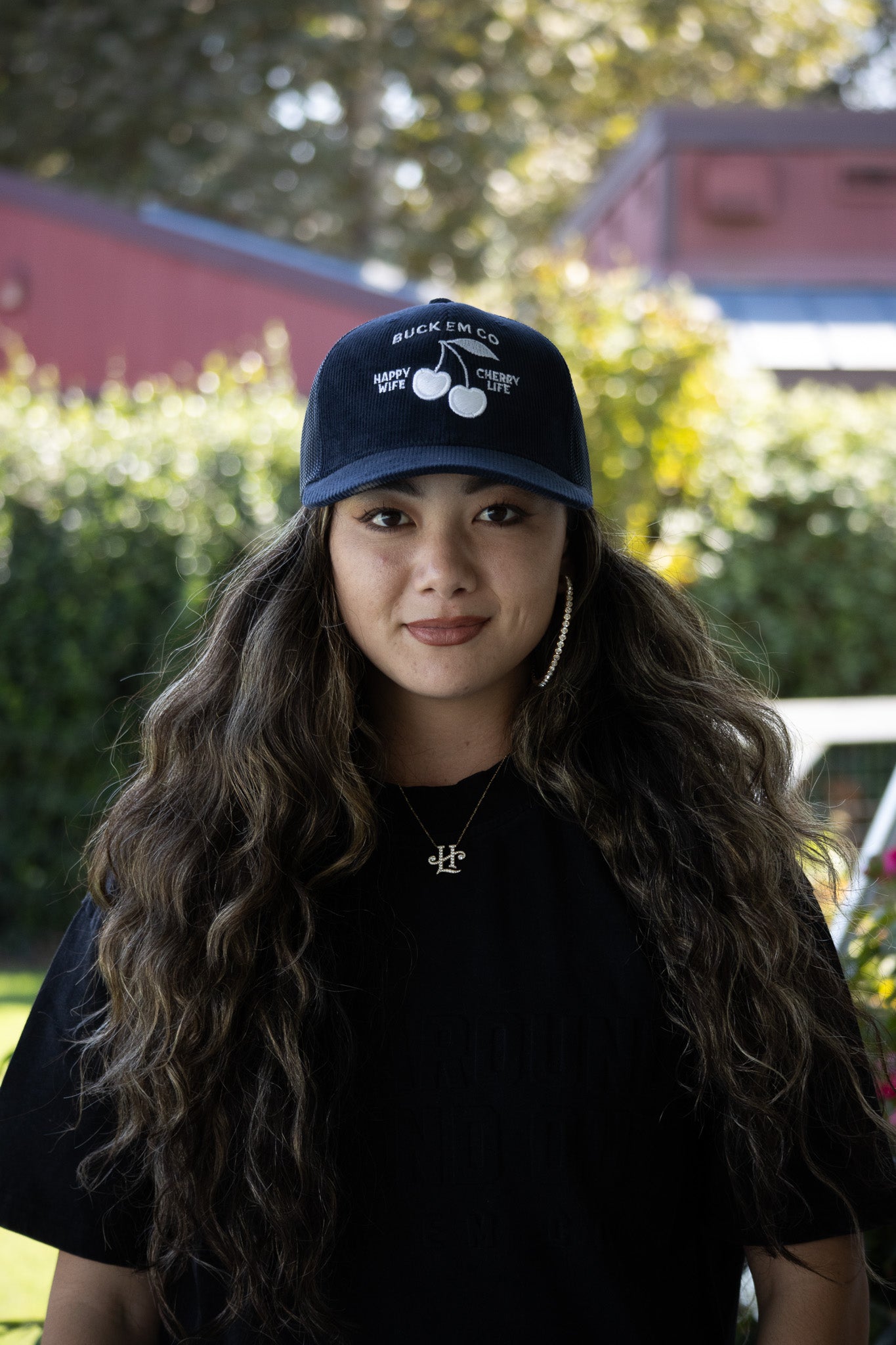 Happy Wife Cherry Life (Navy Corduroy Classic Cap)