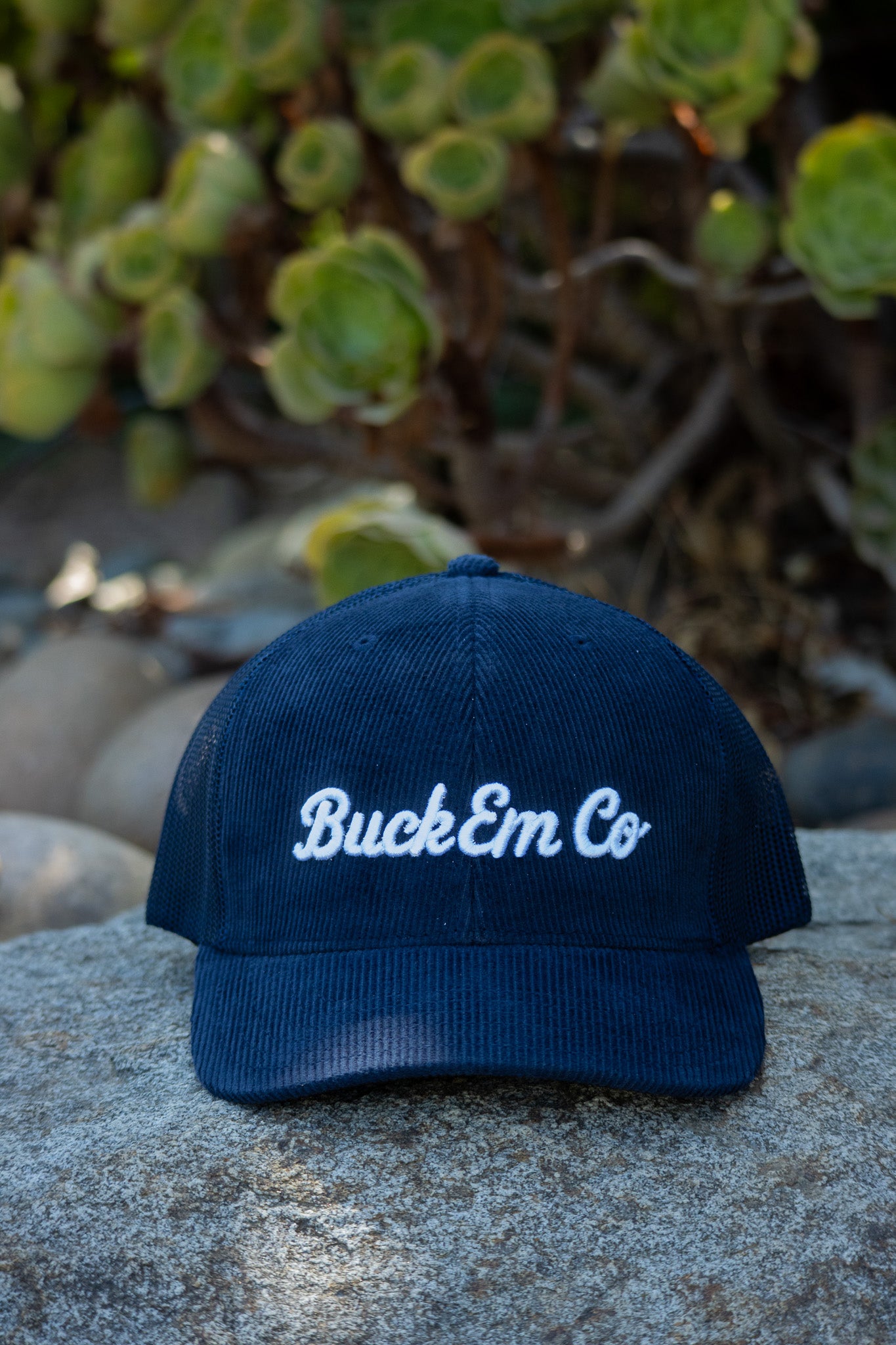 Buck Em Script (Navy Corduroy Classic Trucker Cap)