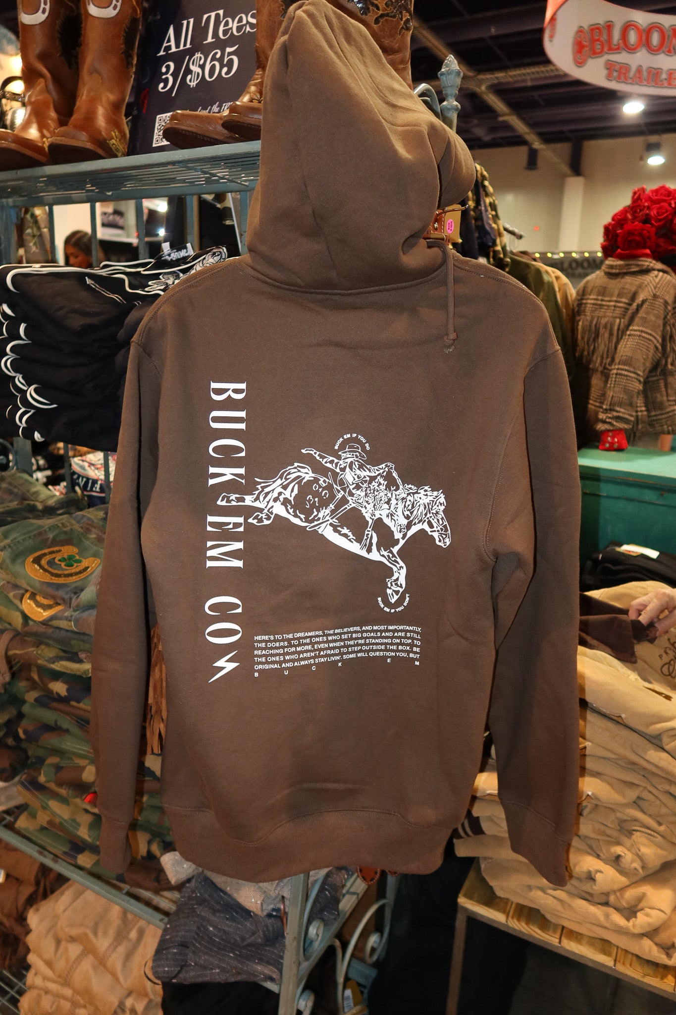 Buck Em Bronc (Brown Hoodie - Recommend Sizing Up)